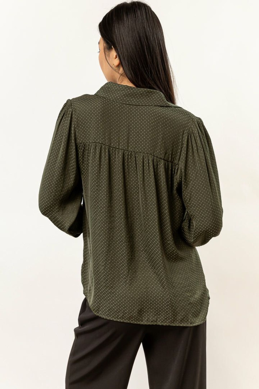 Tops * | Outlet Fun 2 Fun New Arrivals Kori Button Down Blouse In Hunter Green