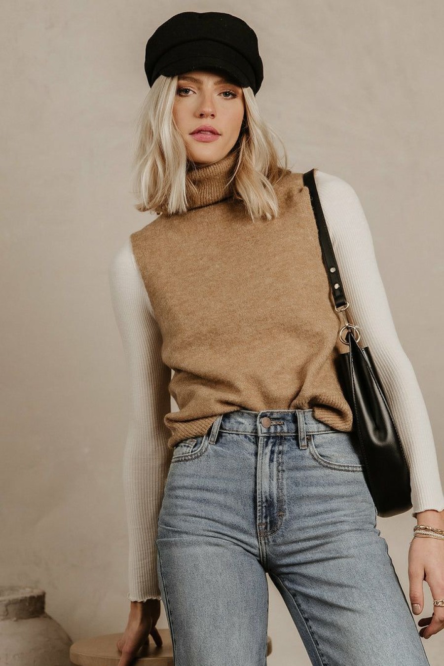 Tops * | Budget Vero Moda Lia Sweater Vest In Final Sale Camel