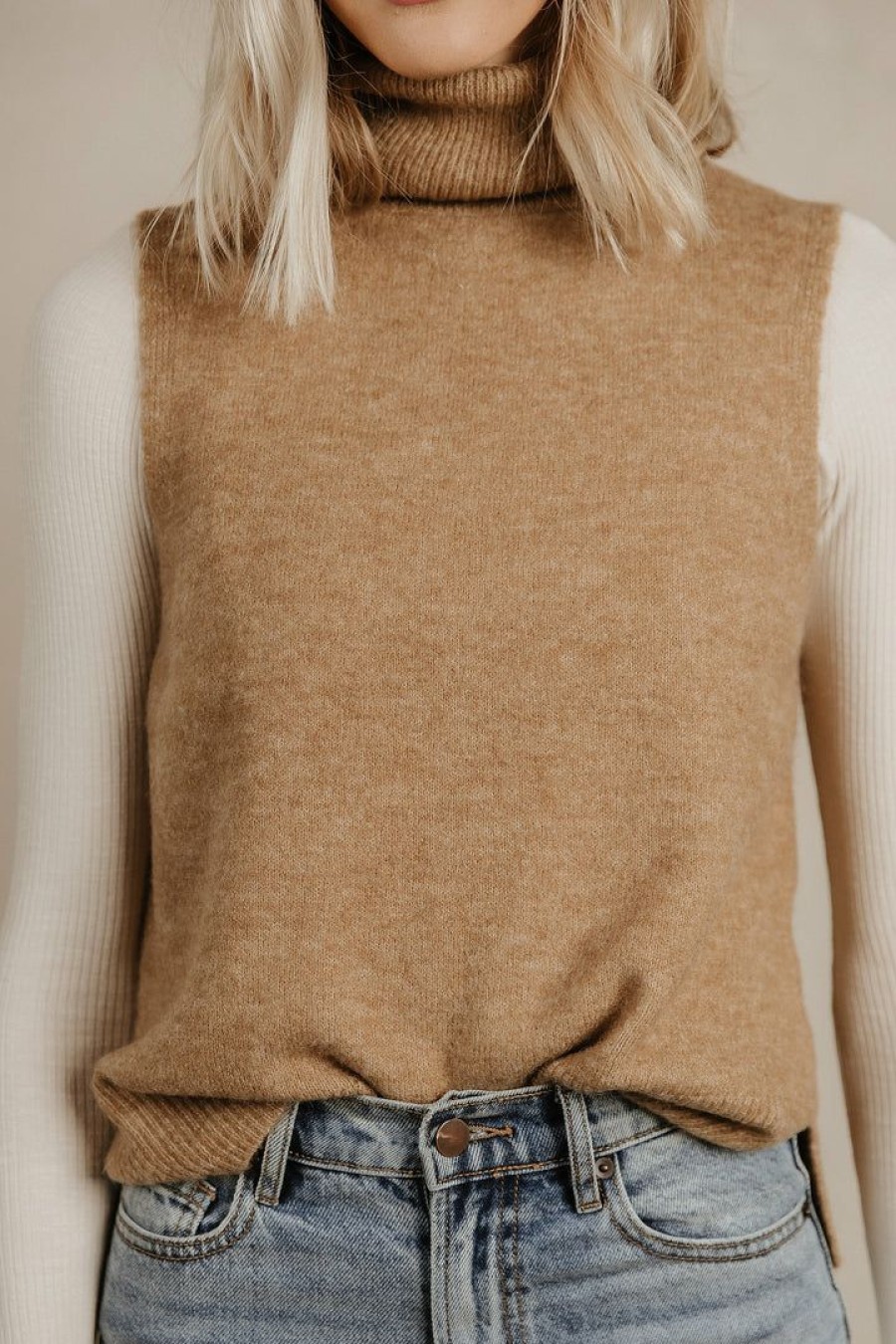 Tops * | Budget Vero Moda Lia Sweater Vest In Final Sale Camel