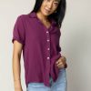 Tops * | Flash Sale Fun 2 Fun Tops Piper Button Down Top In Final Sale Purple