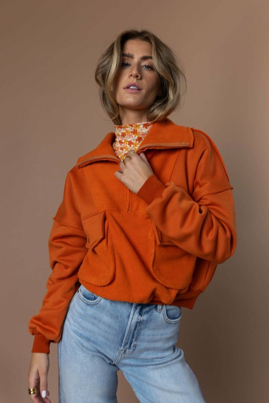 Tops * | Best Pirce Aemi And Co Tops Harry Sweater In Orange