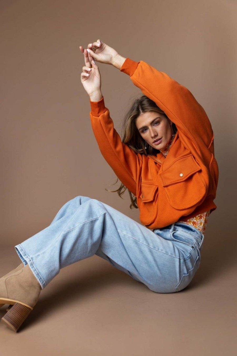 Tops * | Best Pirce Aemi And Co Tops Harry Sweater In Orange