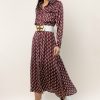 Dresses * | Deals Lumiere Shae Printed Midi Dress Burgundy