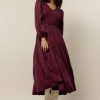 Dresses * | Top 10 Lumiere New Arrivals Smocked Tiered Midi Dress In Purple