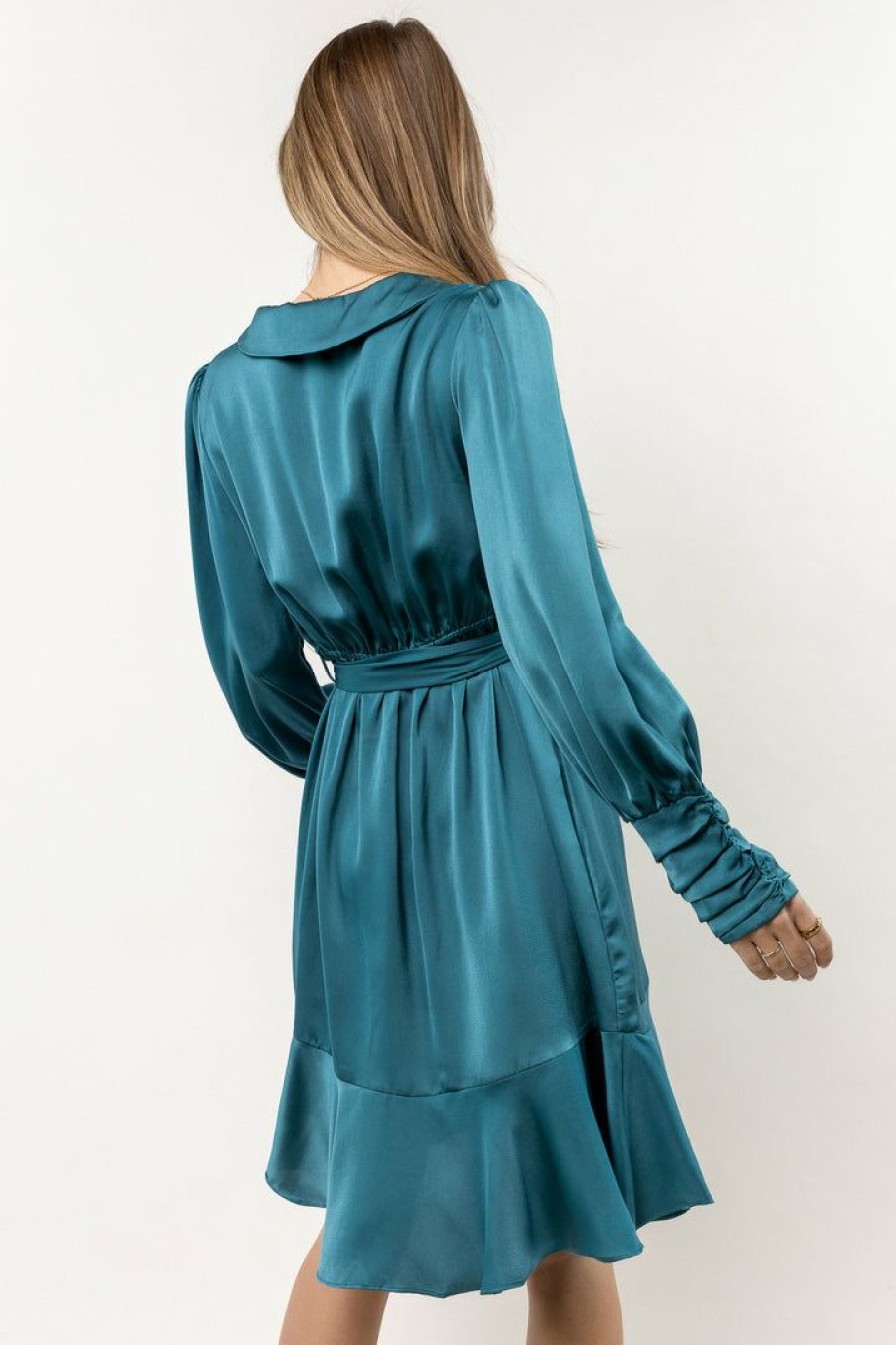 Dresses * | Cheap Zoe + Claire New Arrivals Ariella Satin Mini Dress Teal