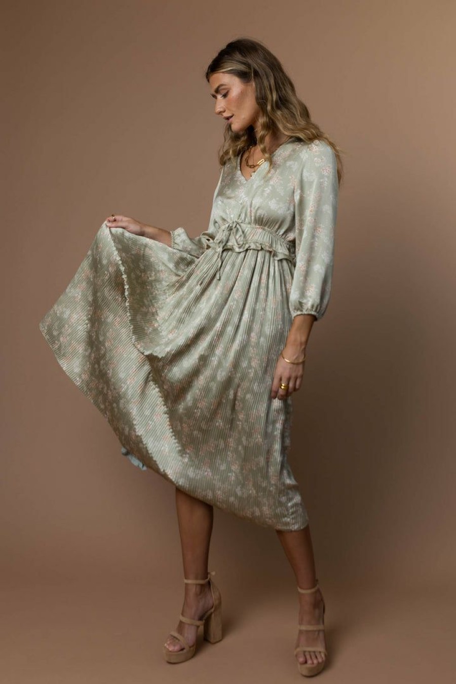 Dresses * | Wholesale Wellmade Inc Solana Midi Dress Dresses Sage