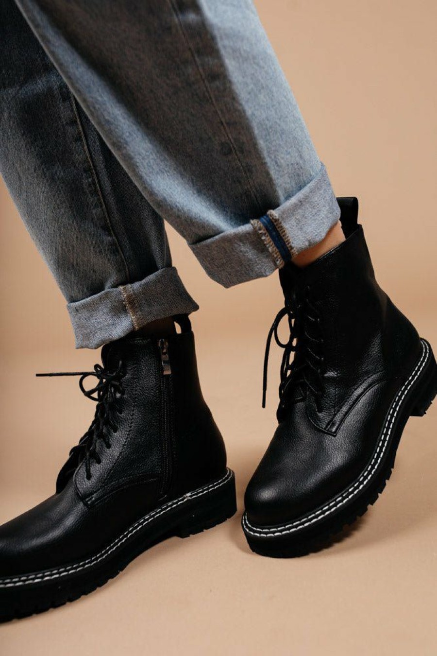 Shoes * | Cheapest Beast Fashion Shoes Millie Combat Boots In Final Sale Black