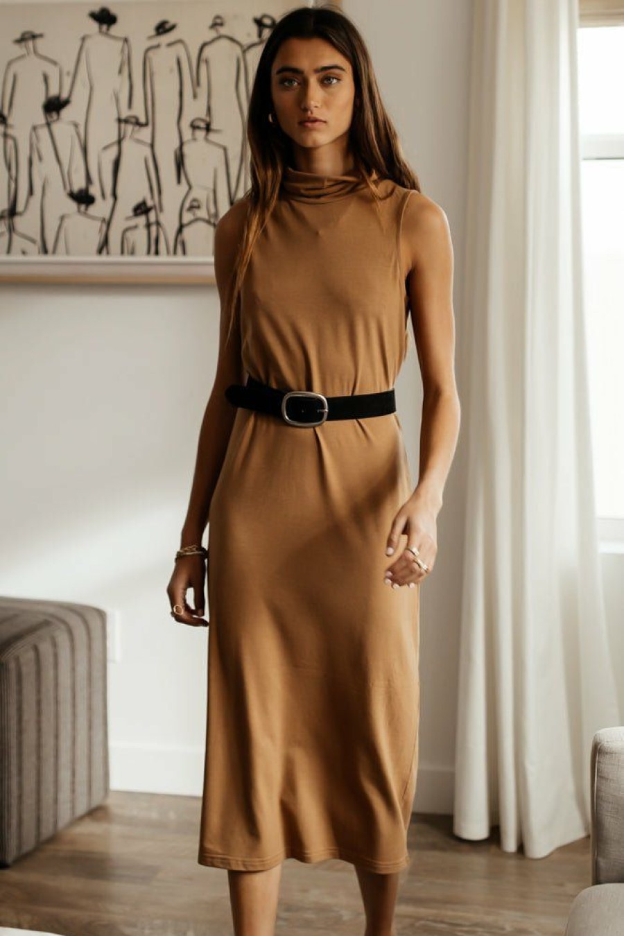 Dresses * | Cheap Vero Moda Francoise Turtleneck Dress In Final Sale Brown