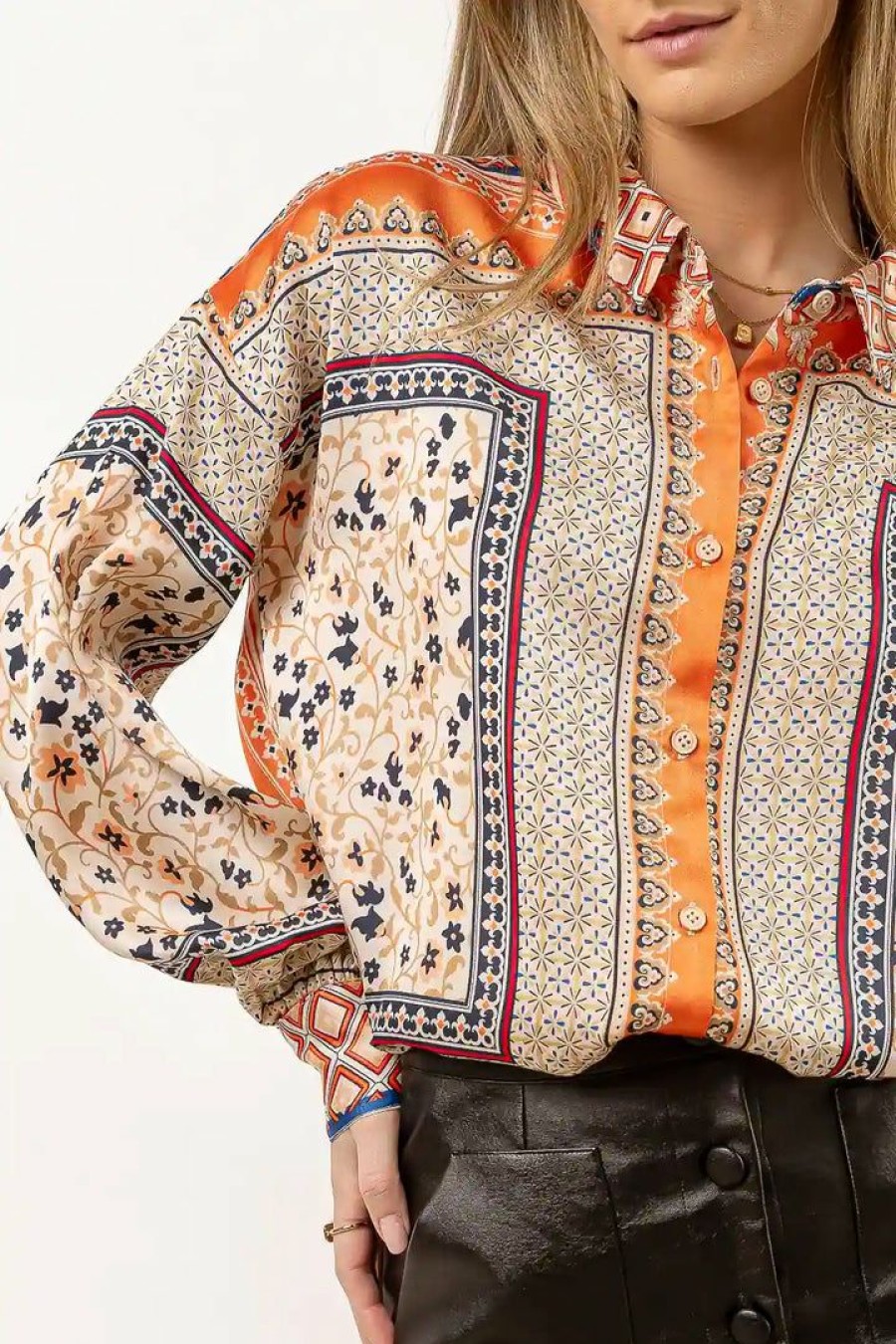 Tops * | Best Pirce Fate Inc New Arrivals Daija Button Down Blouse Multi