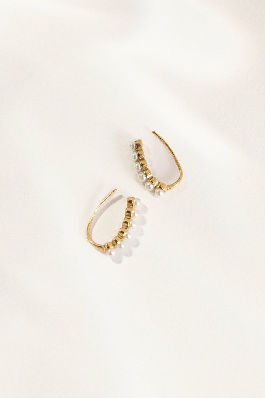 Jewelry * | Coupon J&D Jewelry Aria Pearl Earrings Gold