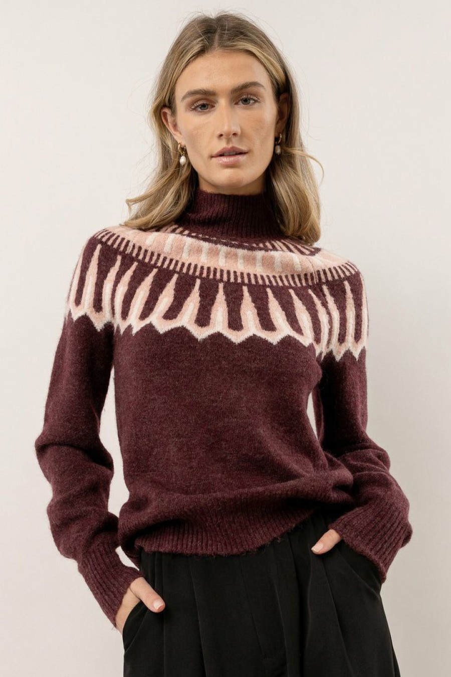 Tops * | Outlet Sweaters Vero Moda Amora Sweater In Burgundy