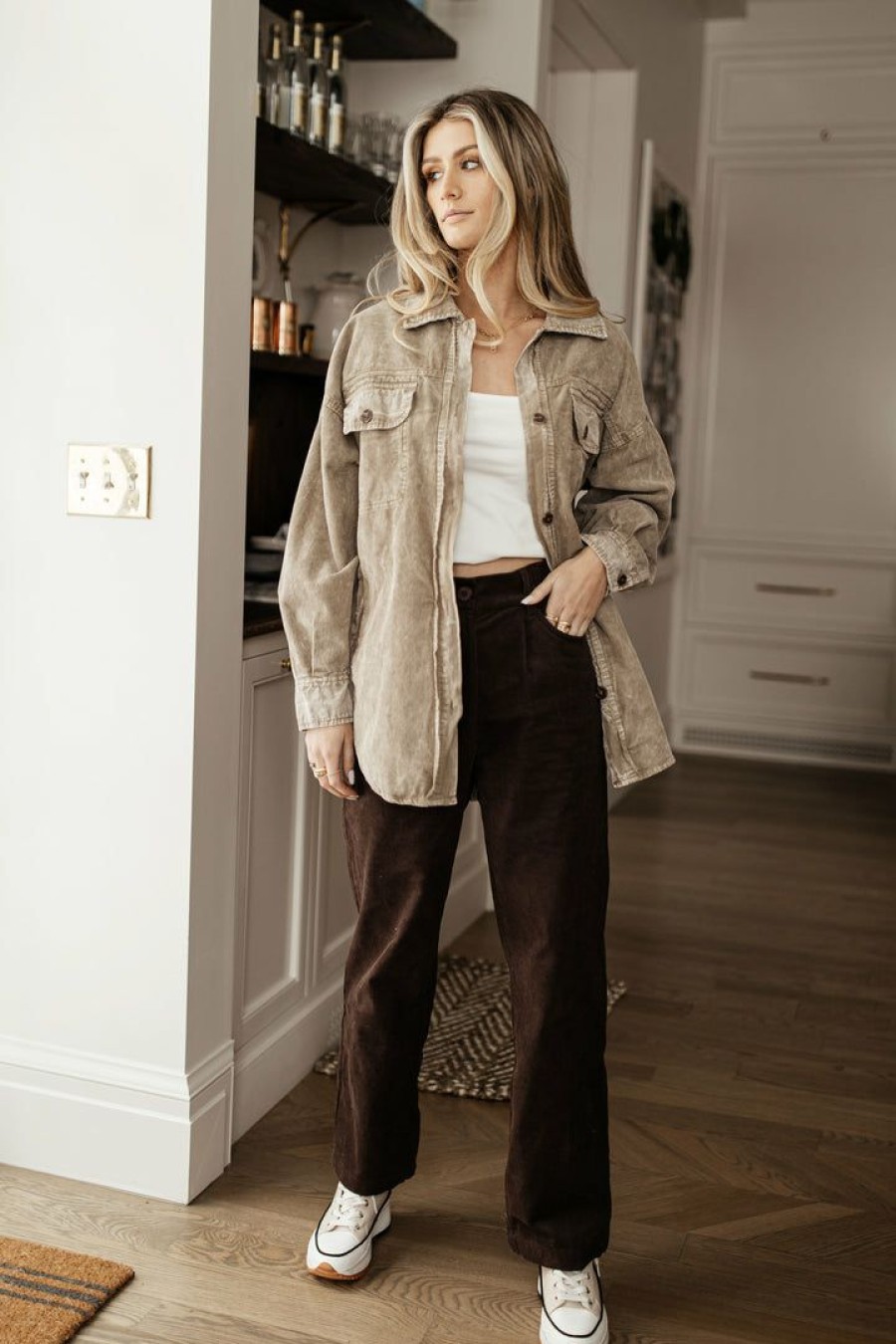 Tops * | Best Deal Mustard Seed Meret Shirt Jacket In Tops Mocha