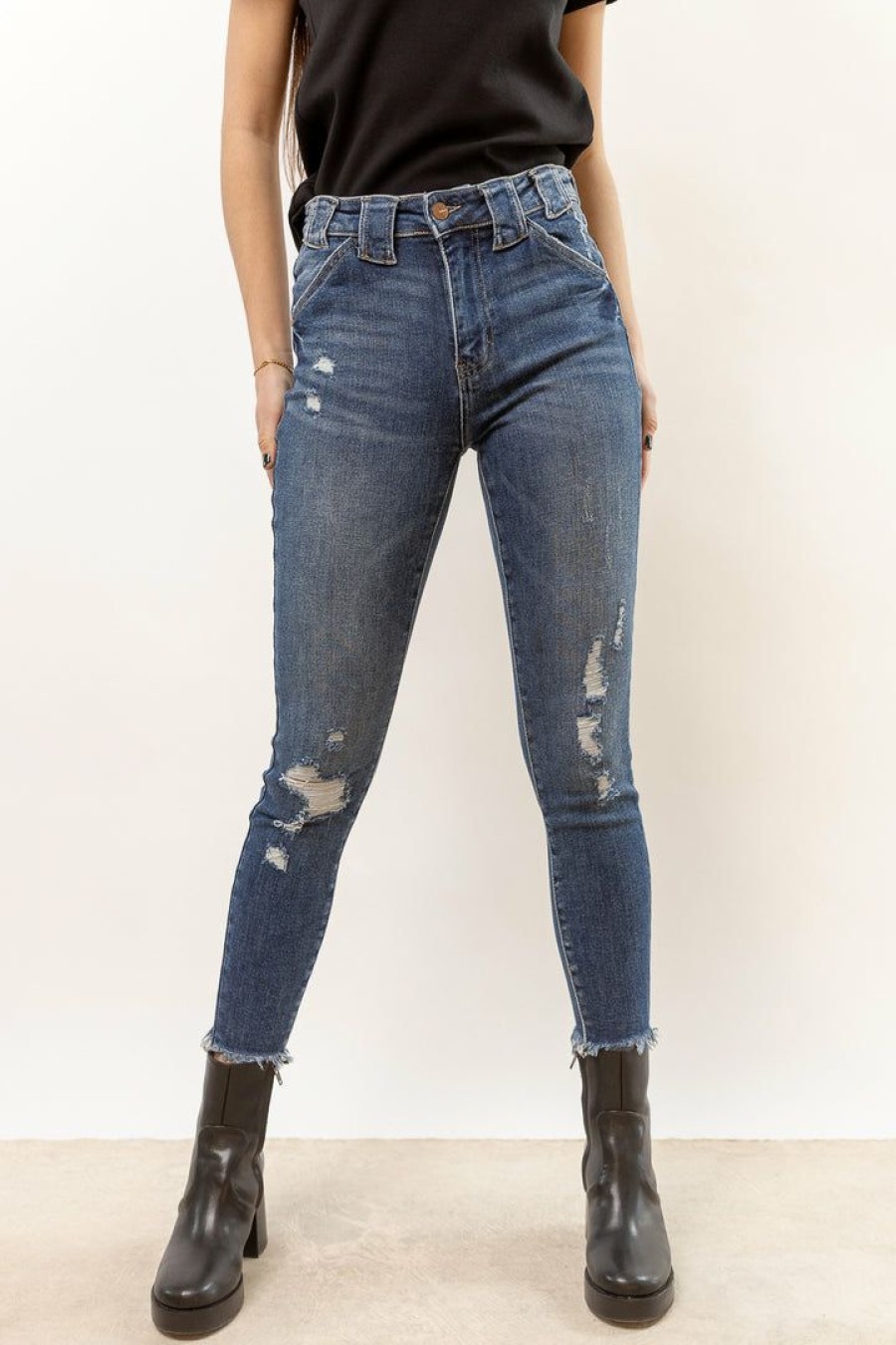 Jeans * | Best Pirce Kancan New Arrivals Bohme High-Rise Skinnies Dark Wash