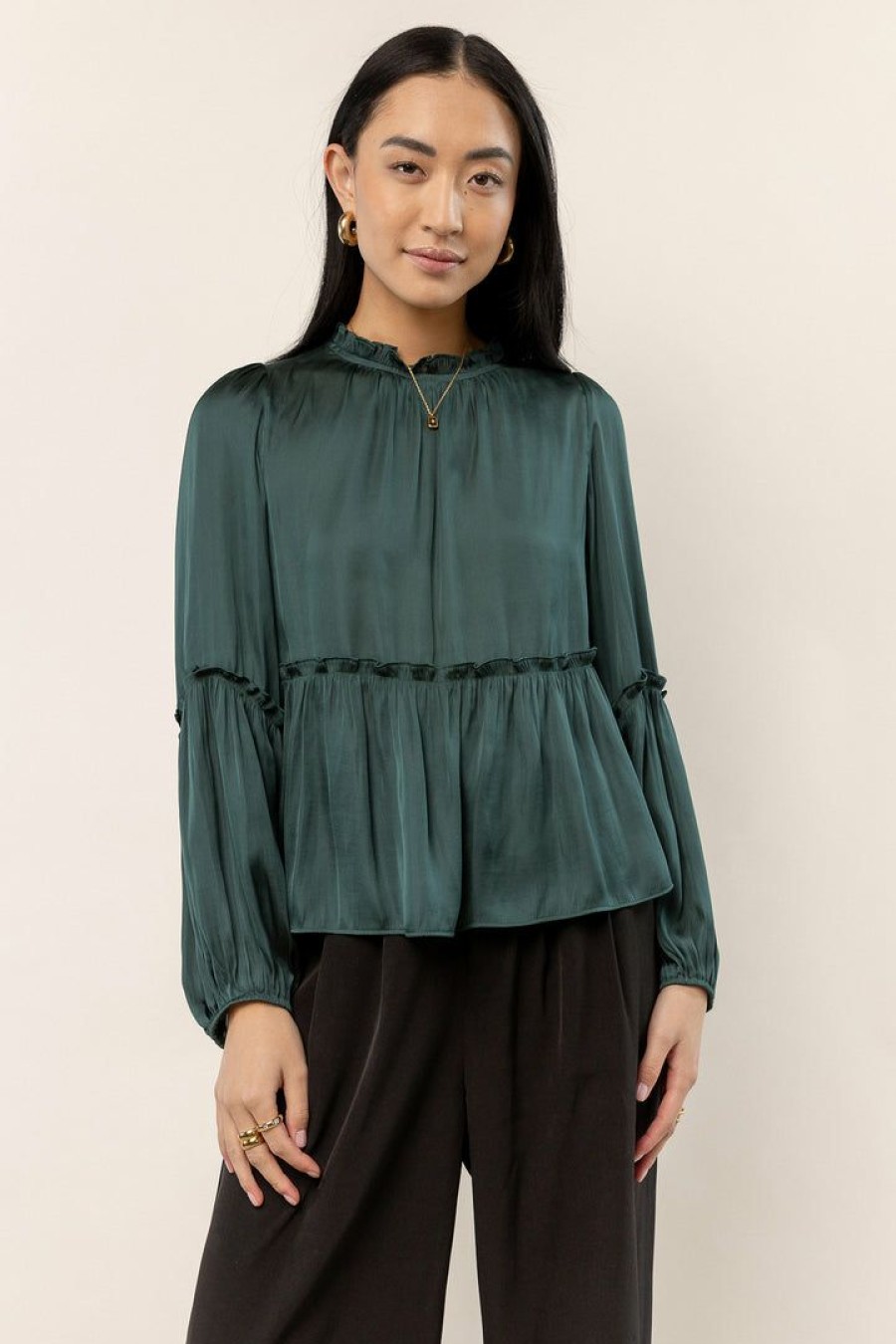 Tops * | Cheap Calista New Arrivals Valeria Blouse In Hunter Green