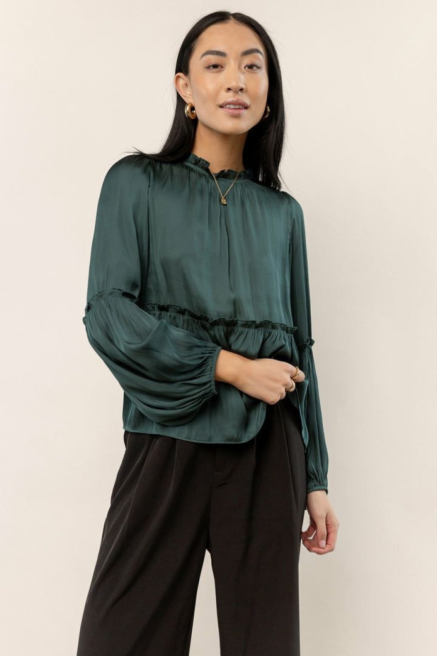 Tops * | Cheap Calista New Arrivals Valeria Blouse In Hunter Green