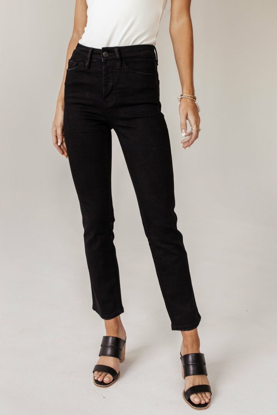 Jeans * | Best Sale Plastic Vervet Dominic Straight Jeans Black