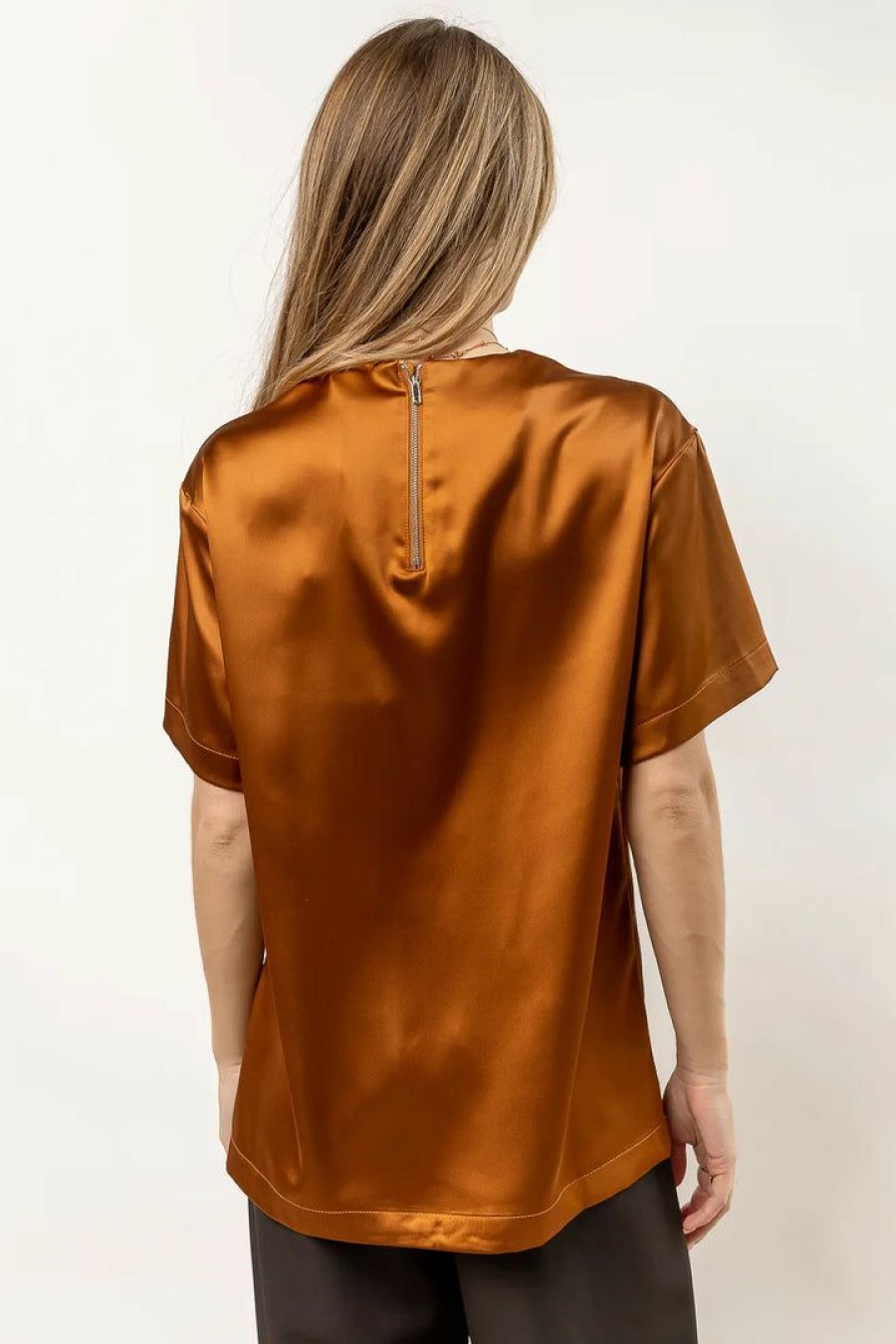 Tops * | Cheapest Aaron & Amber Mila Satin Top In Copper