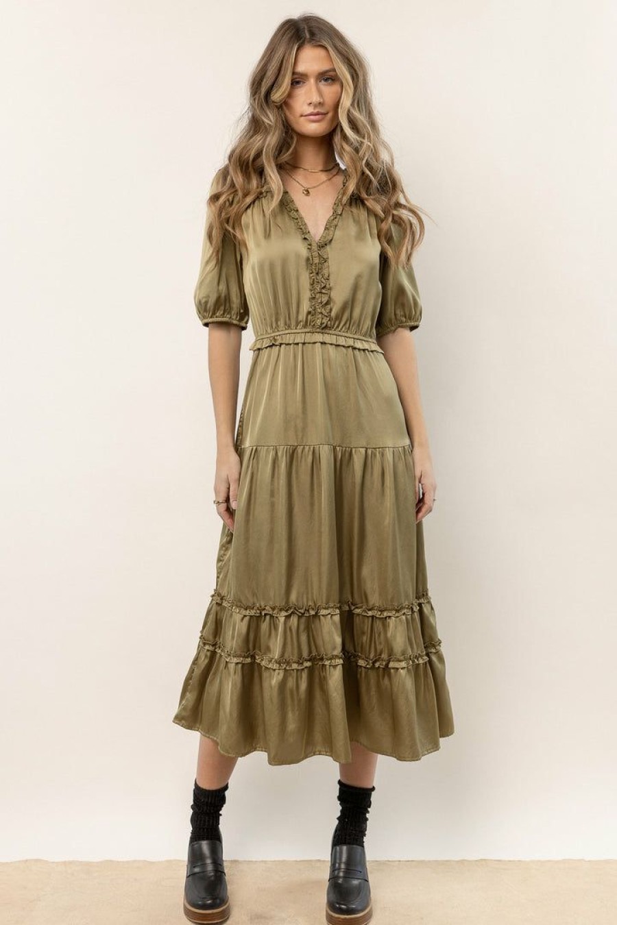 Dresses * | Wholesale Calista Erika Midi Dress In Olive