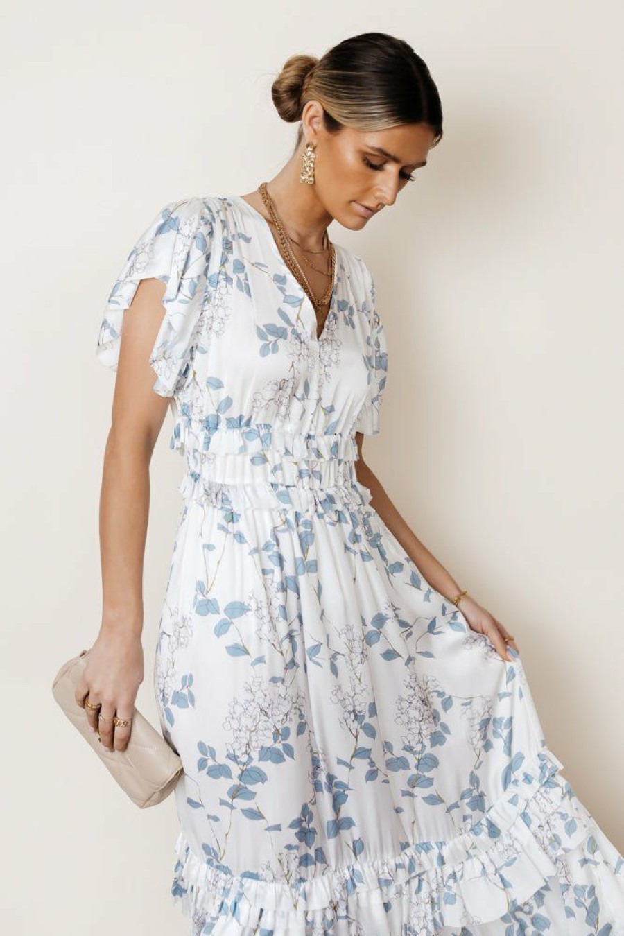 Dresses * | Discount Worui Willa Ruffle Dress In Floral Blue