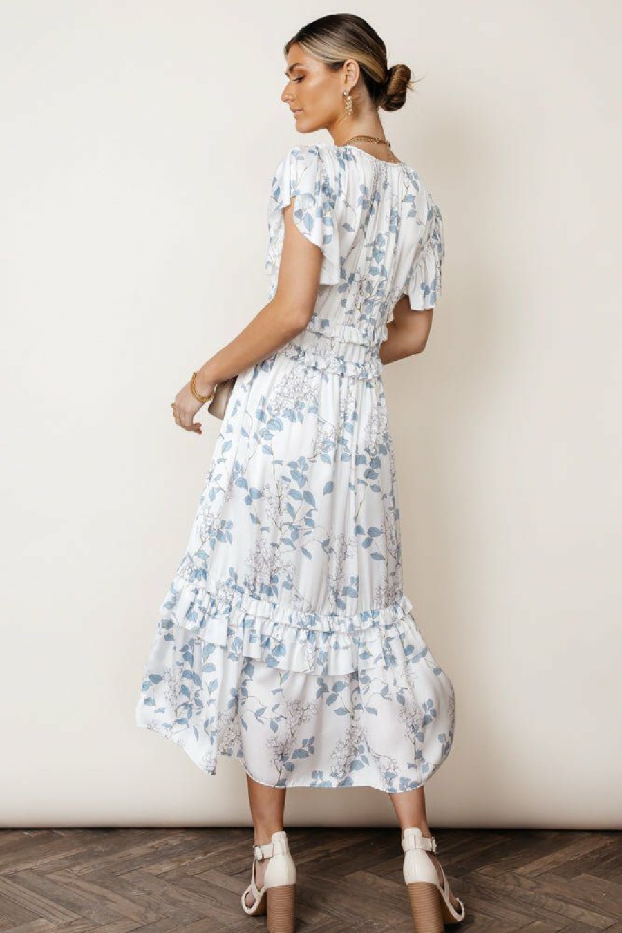 Dresses * | Discount Worui Willa Ruffle Dress In Floral Blue