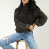 Tops * | Best Deal Sina Tops Olympe Cable-Knit Sweater In Black