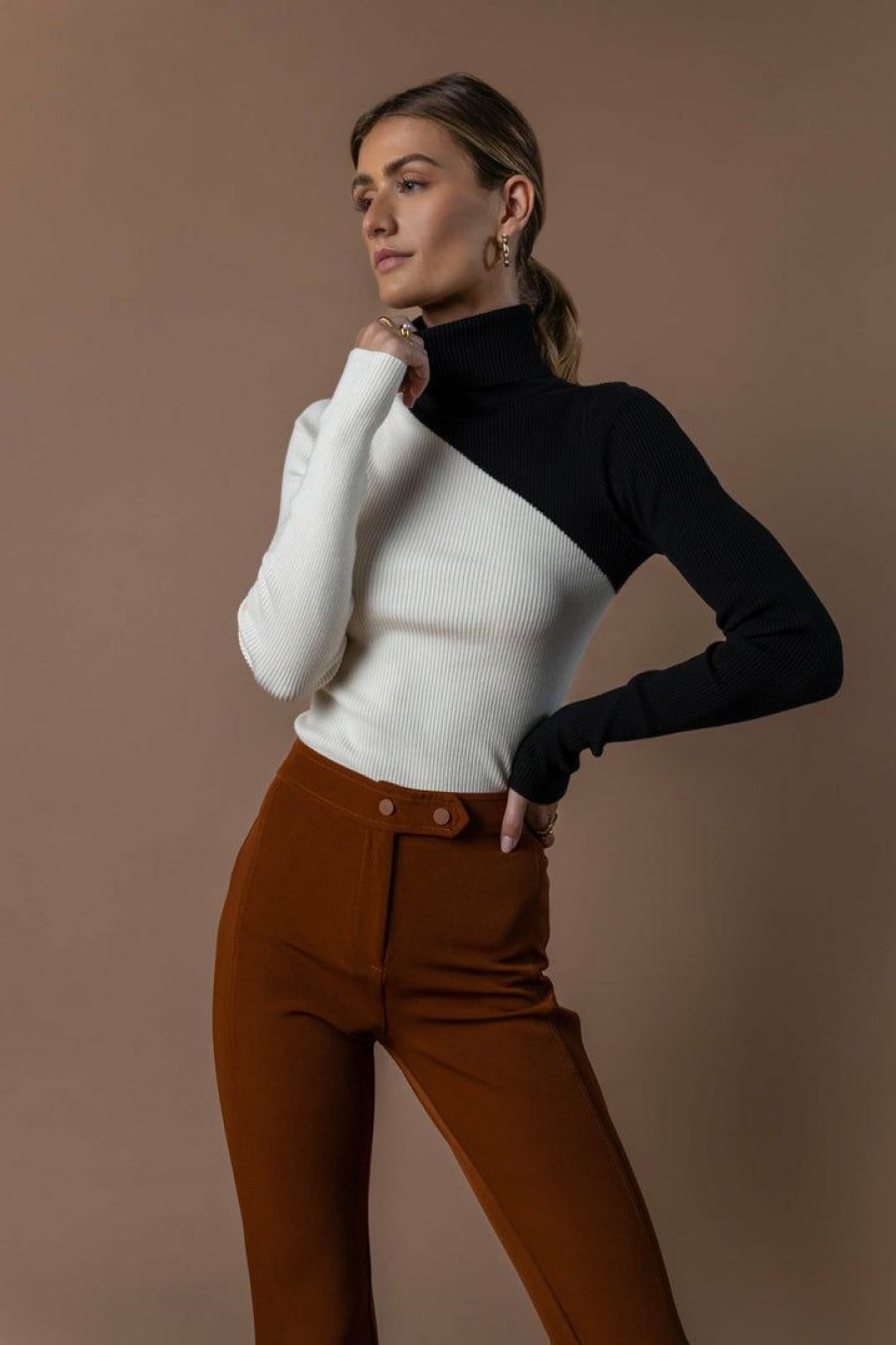 Tops * | Discount Crescent Tops Clytie Turtleneck Top In Final Sale Black