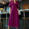 Dresses * | Wholesale Aaron & Amber Ellie Chiffon Midi Dress In Magenta