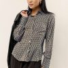 Tops * | Top 10 Calista Yara Printed Button Down New Arrivals Black