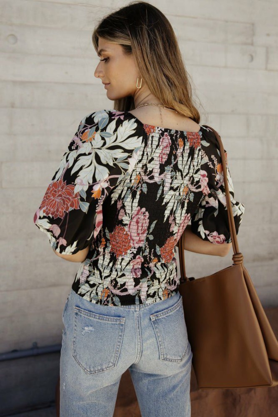 Tops * | Coupon Worui Sophie Floral Blouse Final Sale Tops Black