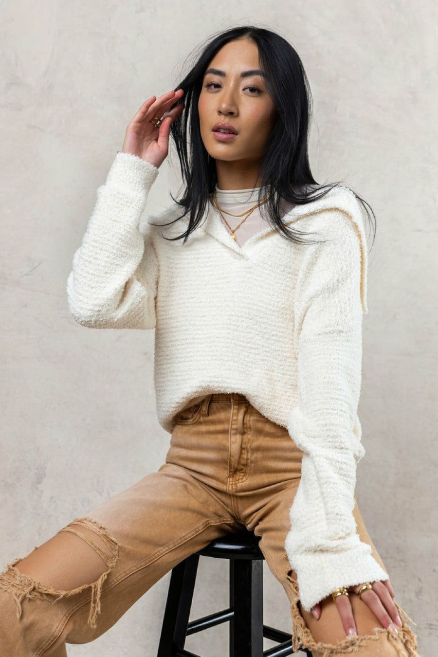 Tops * | Cheap Mitto Shop Ruben Sweater Ivory