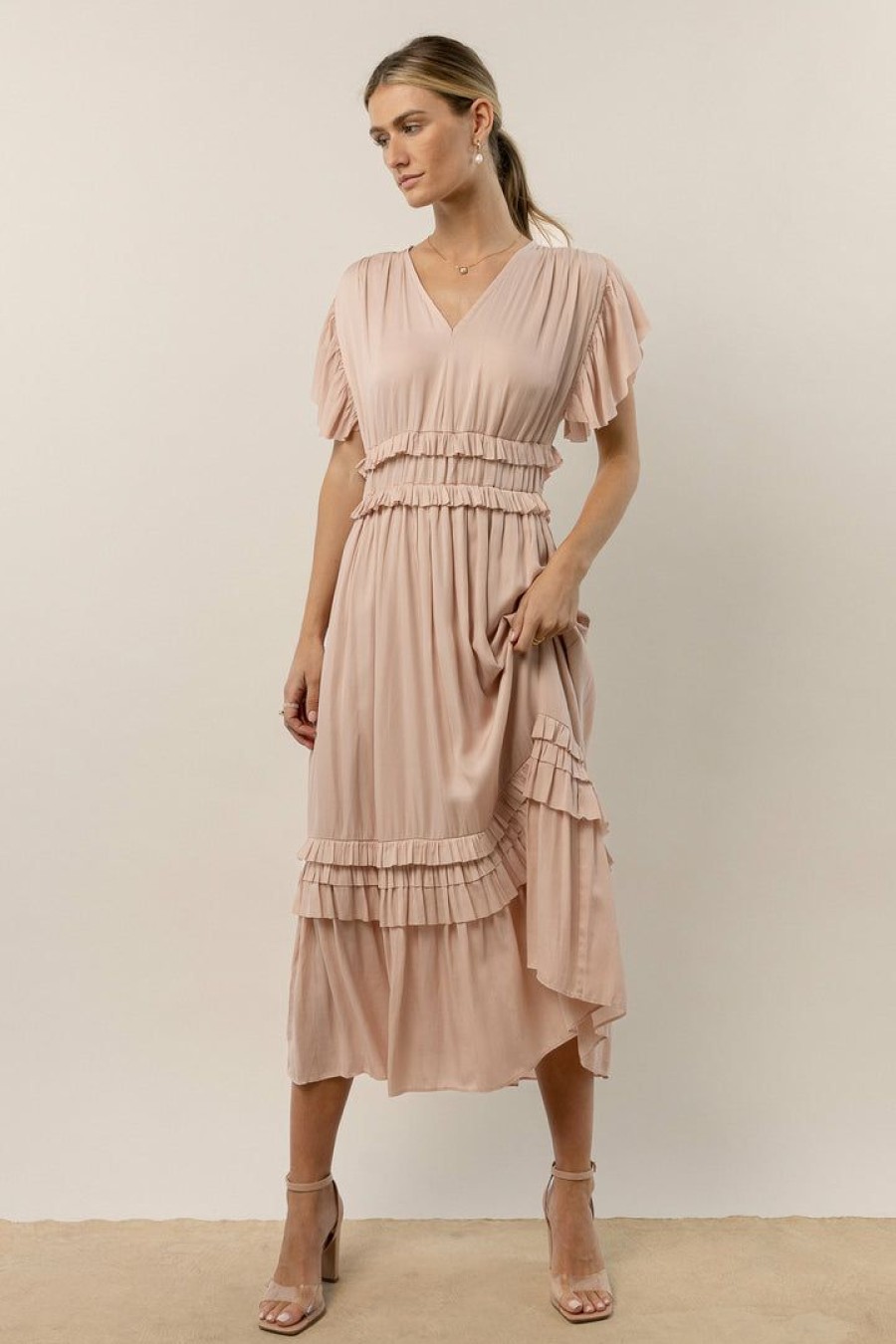 Dresses * | Coupon Worui Dresses Willa Ruffle Dress In Rose