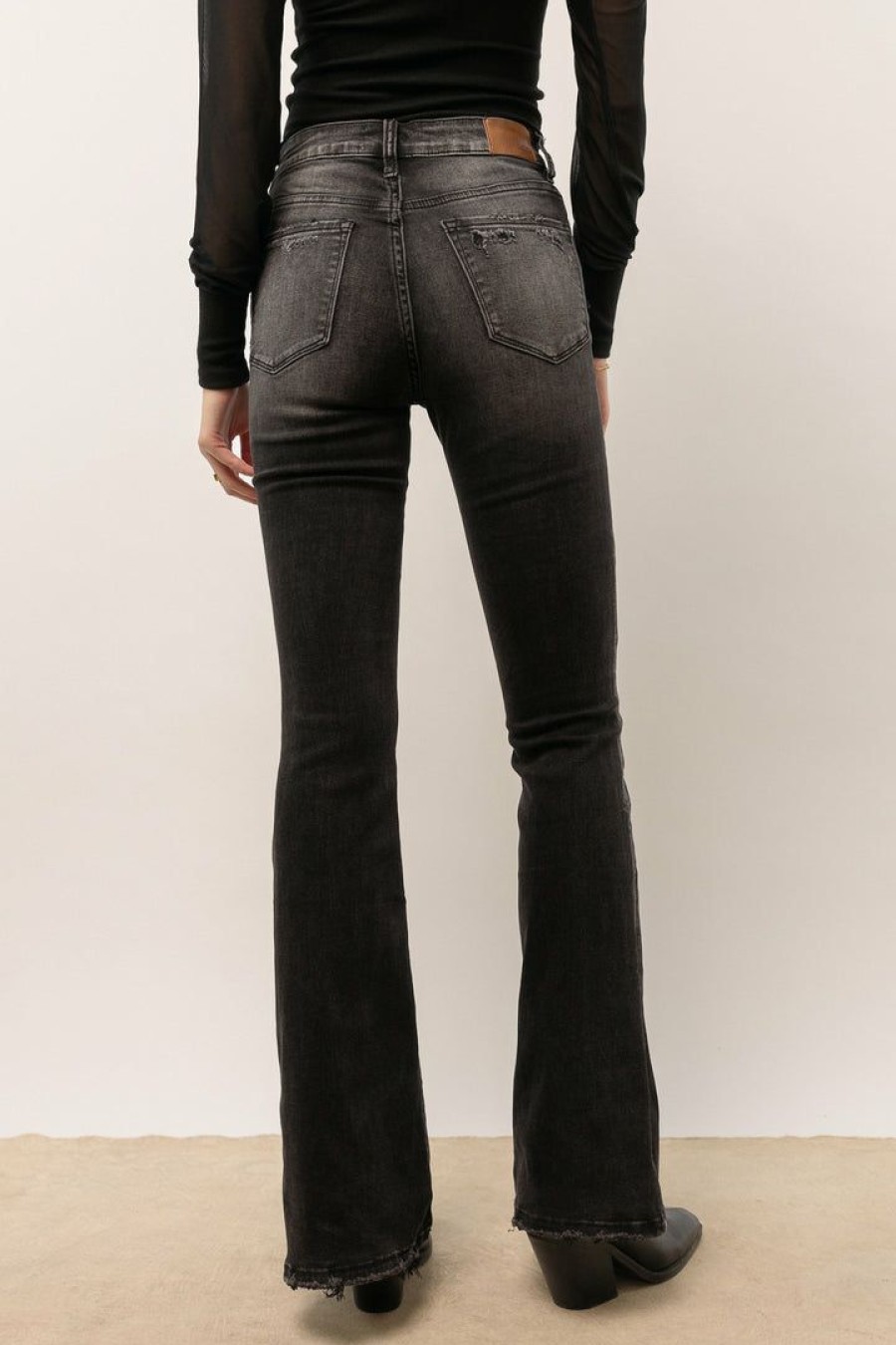 Jeans * | Deals Plastic Dashielle Flare Jeans Black