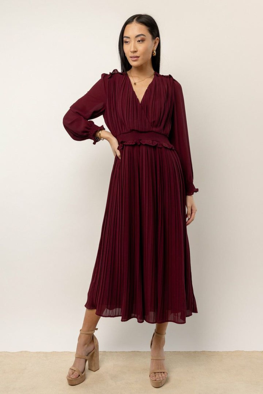 Dresses * | Buy Dress Forum Britt Midi Dress In New Arrivals Oxblood