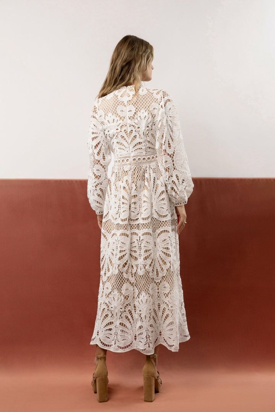 Dresses * | Flash Sale Wellmade Inc Dresses Geraldene Lace Dress In White Ivory