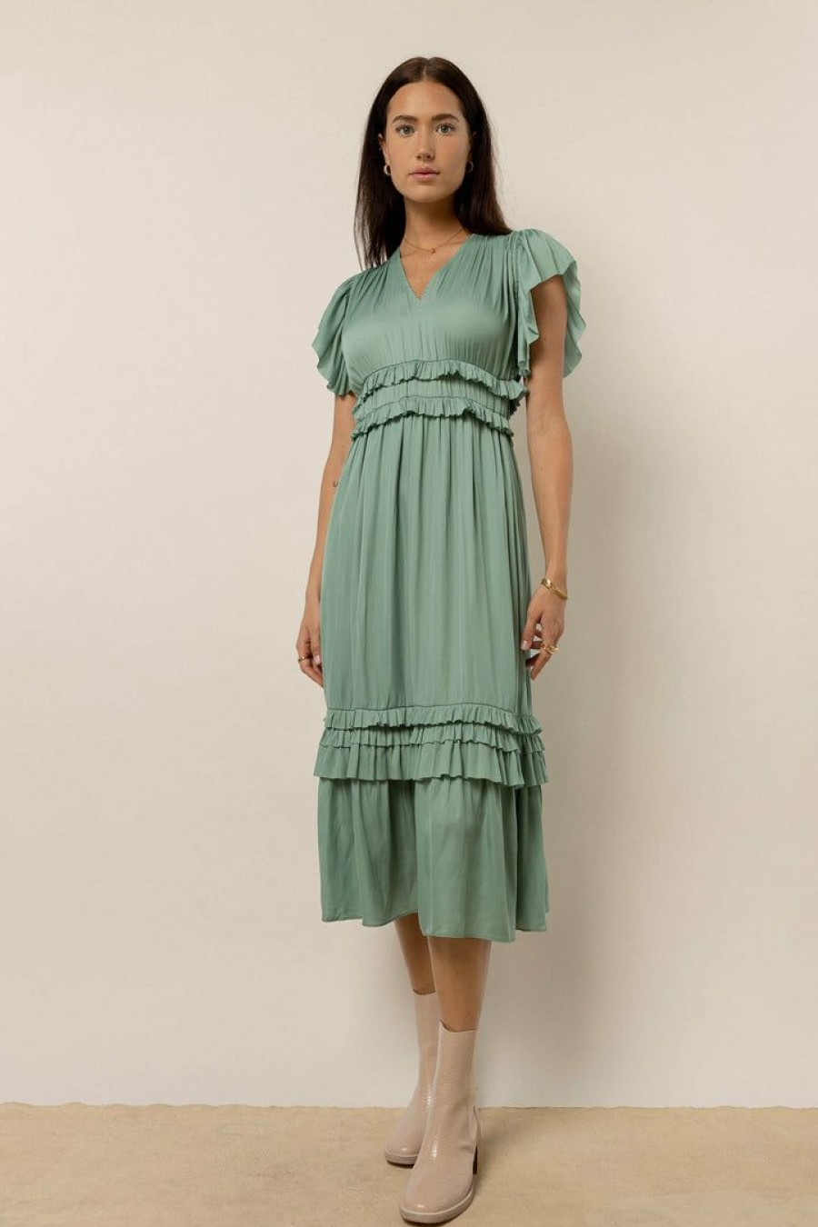 Dresses * | Top 10 Worui Willa Ruffle Dress In Seafoam