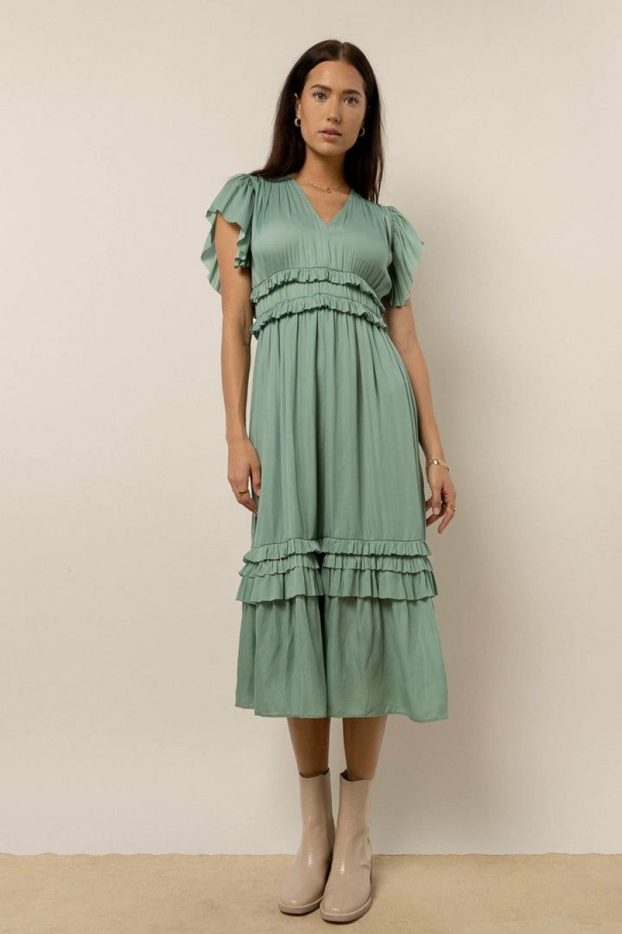 Dresses * | Top 10 Worui Willa Ruffle Dress In Seafoam