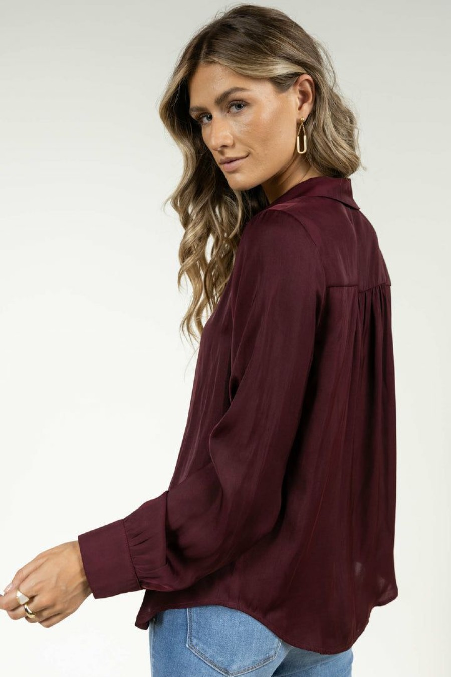 Tops * | Top 10 Fun 2 Fun Kyrie Blouse In Burgundy