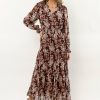 Dresses * | Outlet Dress Forum Linden Floral Dress In Burgundy