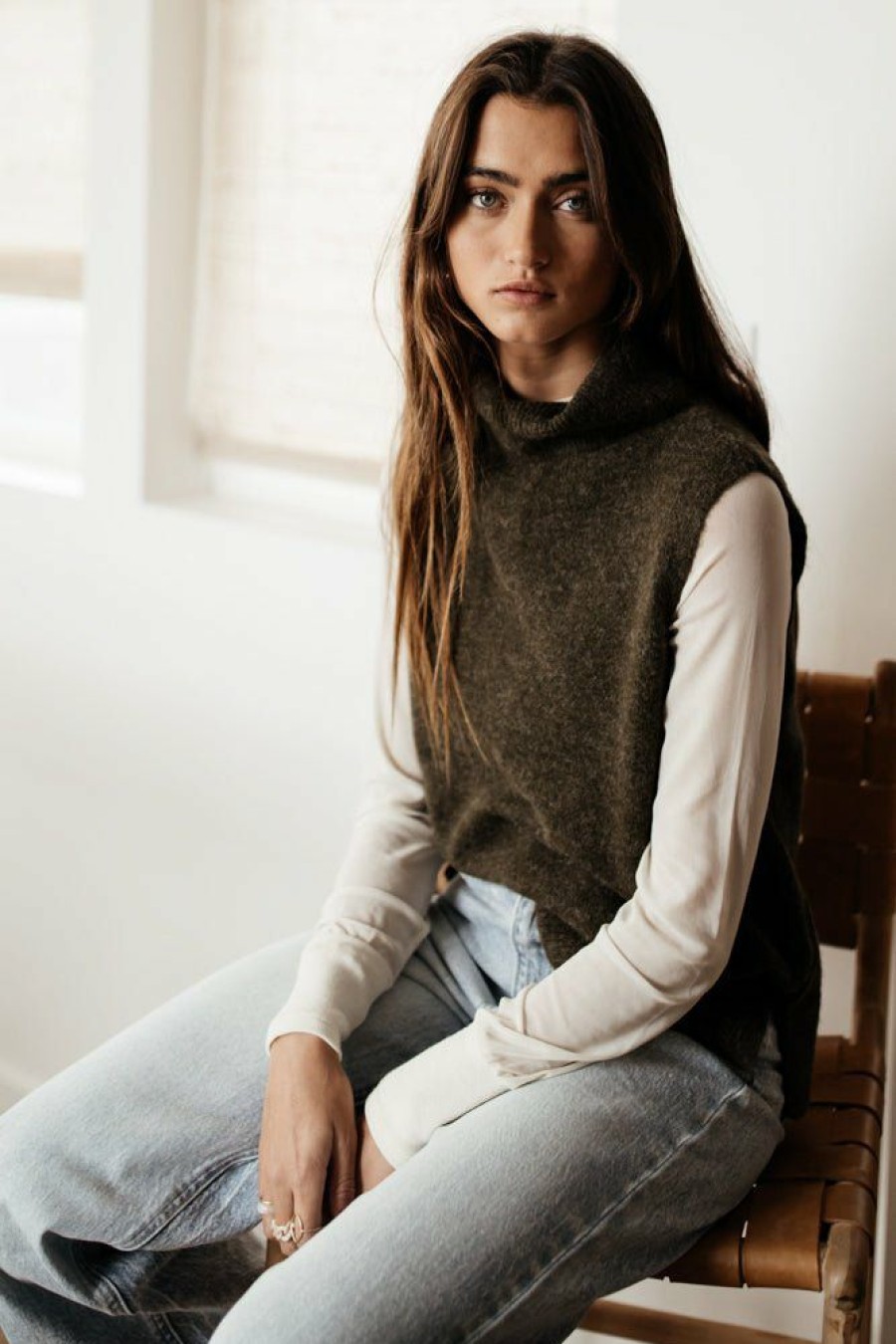 Tops * | Best Deal Vero Moda Lia Sweater Vest In Final Sale Tops Olive