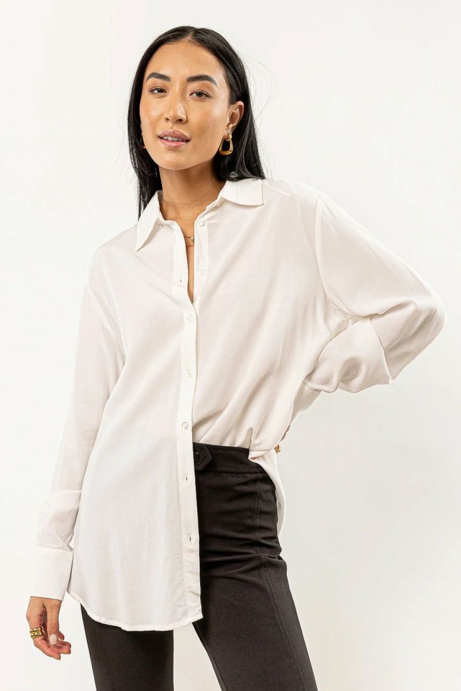 Tops * | Best Pirce Crescent Tops Rin Button Down In Final Sale Ivory