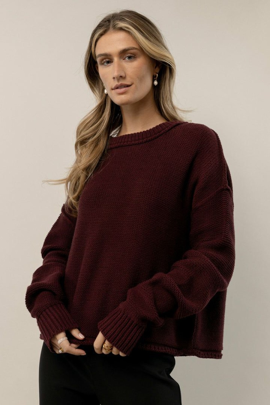 Tops * | Promo Sina River Sweater In Tops Burgundy