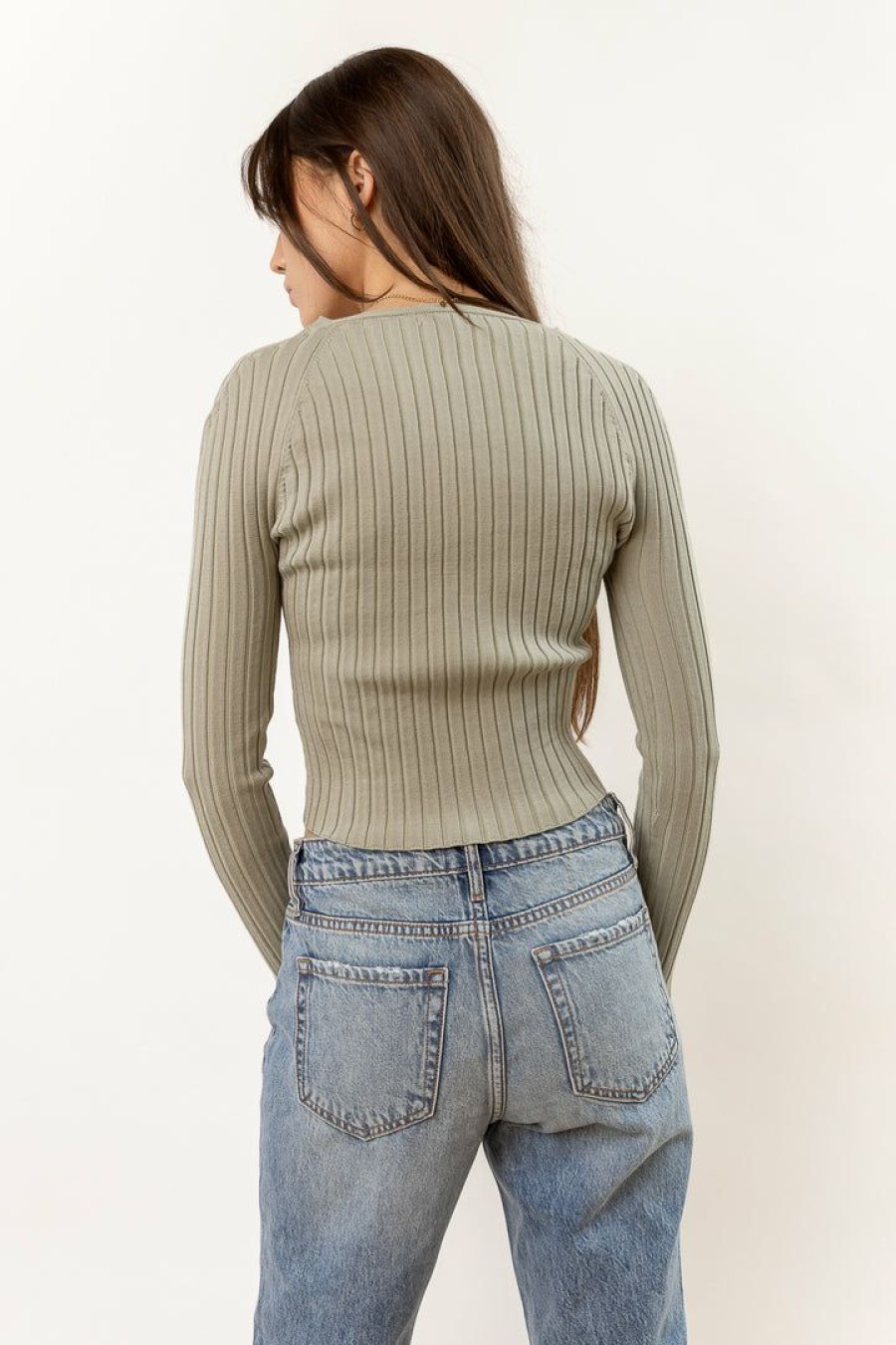 Tops * | Brand New Miss Love Meera Ribbed Top In Final Sale Tops Sage