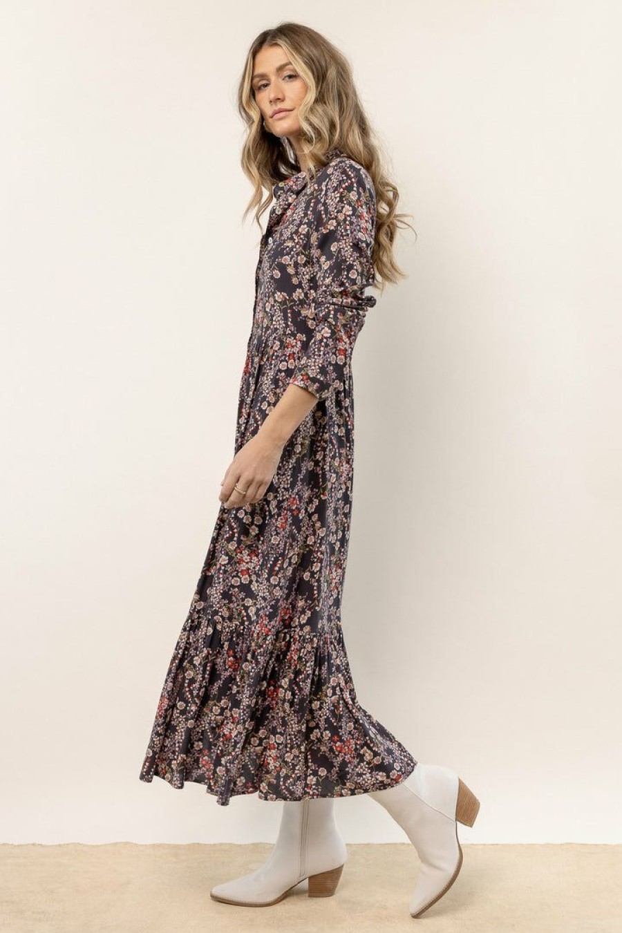 Dresses * | Flash Sale Calista Noelle Floral Midi Dress Dresses Multi