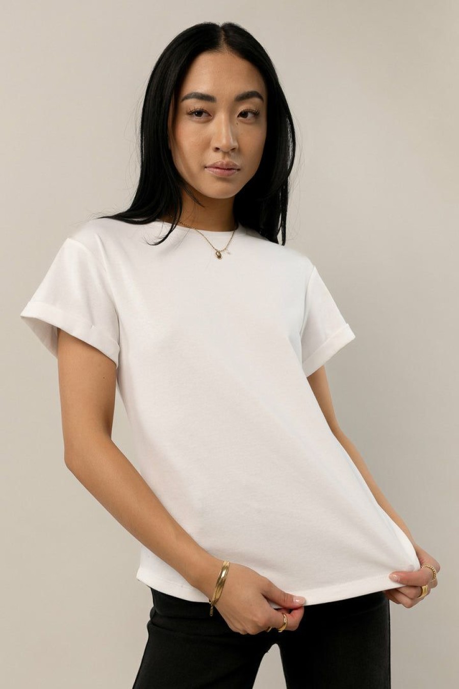 Tops * | Wholesale Worui Tops Selena Rolled Sleeve Shirt In Ivory