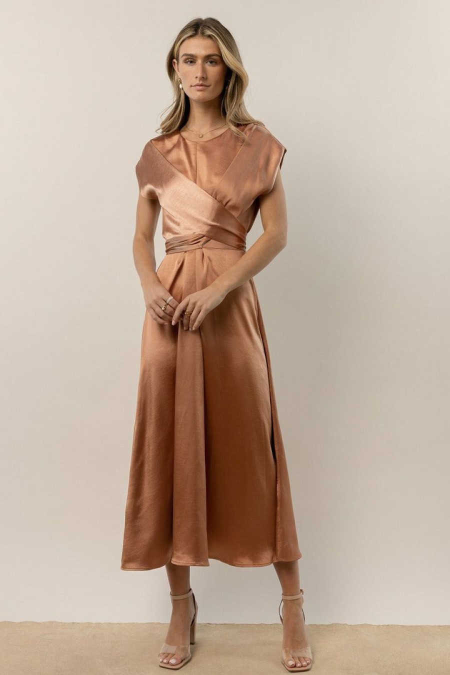 Dresses * | Discount Worui Rosalind Midi Dress In Dresses Copper