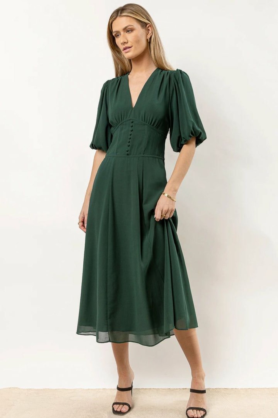 Dresses * | Best Pirce Aaron & Amber Ellie Chiffon Midi Dress In Teal