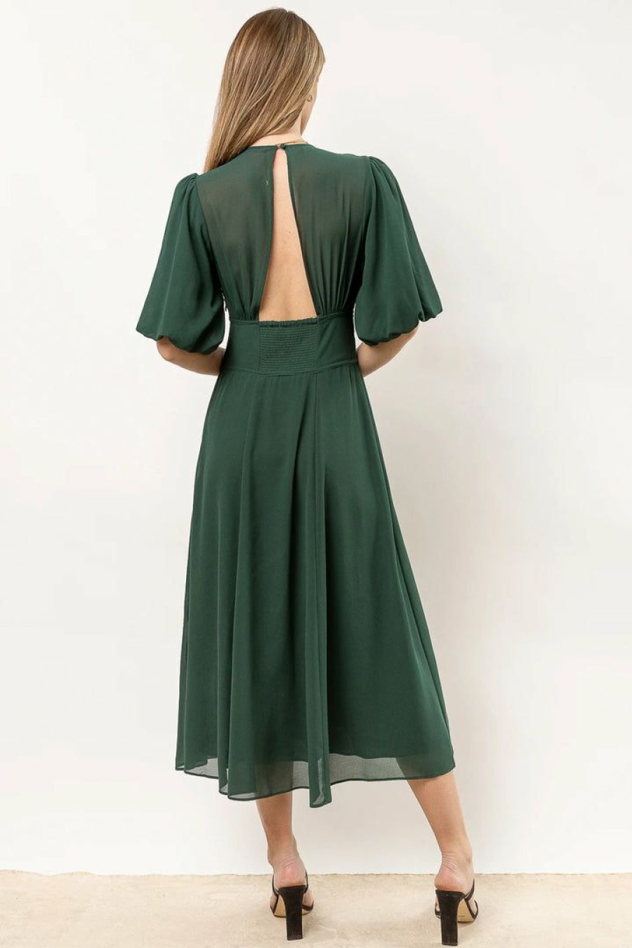 Dresses * | Best Pirce Aaron & Amber Ellie Chiffon Midi Dress In Teal