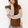 Tops * | Deals Hem&Thread Justica Cable-Knit Sweater Camel