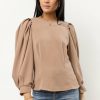 Tops * | Flash Sale Zoe + Claire Delta Long Sleeve Top New Arrivals Camel