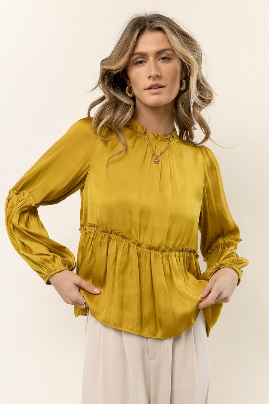 Tops * | Hot Sale Calista Valeria Blouse In New Arrivals Chartreuse